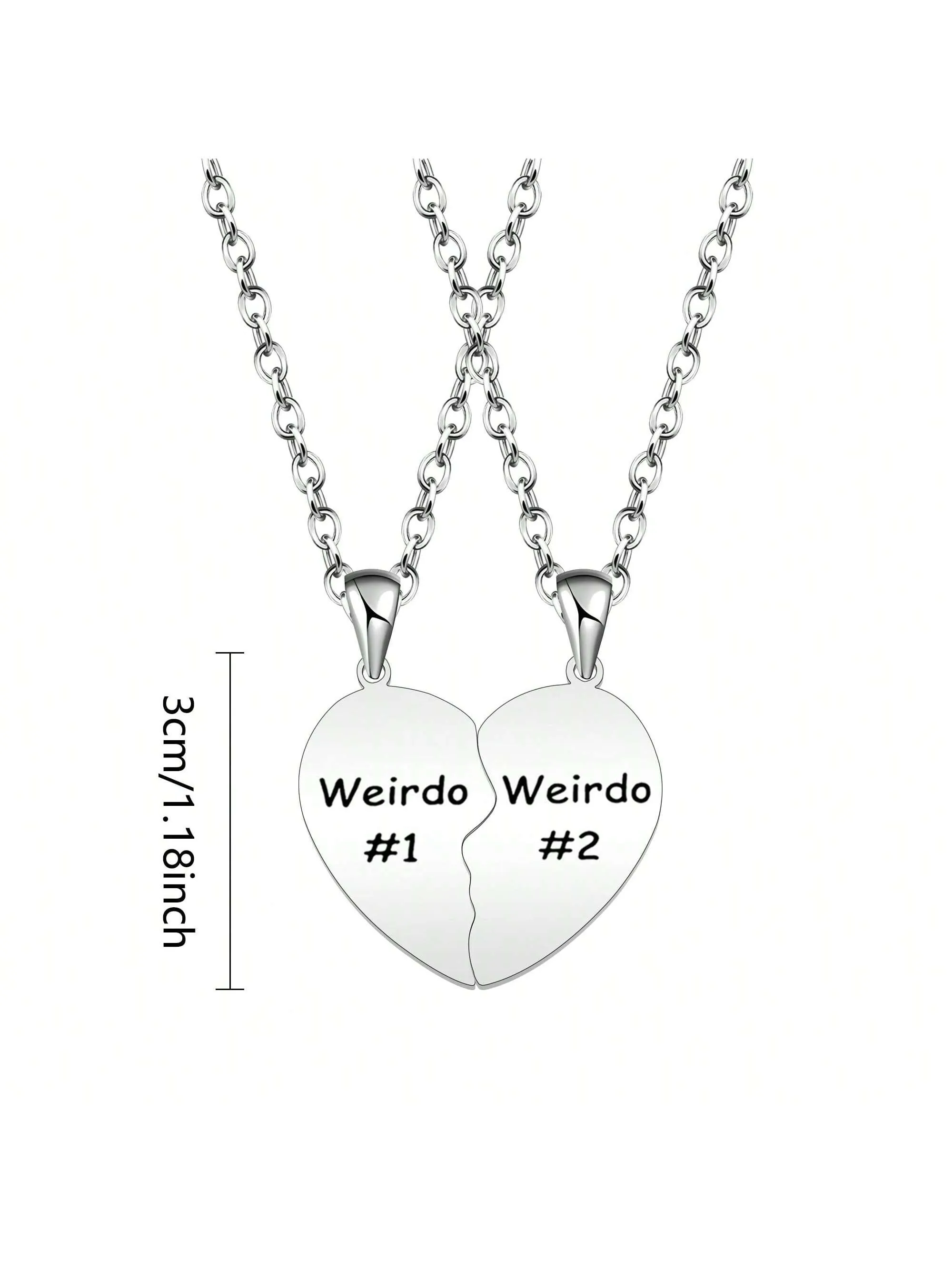 2pcs Best Friends Matching Heart Pendant Necklaces, Friendship Gift For Friends