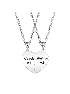 2pcs Best Friends Matching Heart Pendant Necklaces, Friendship Gift For Friends