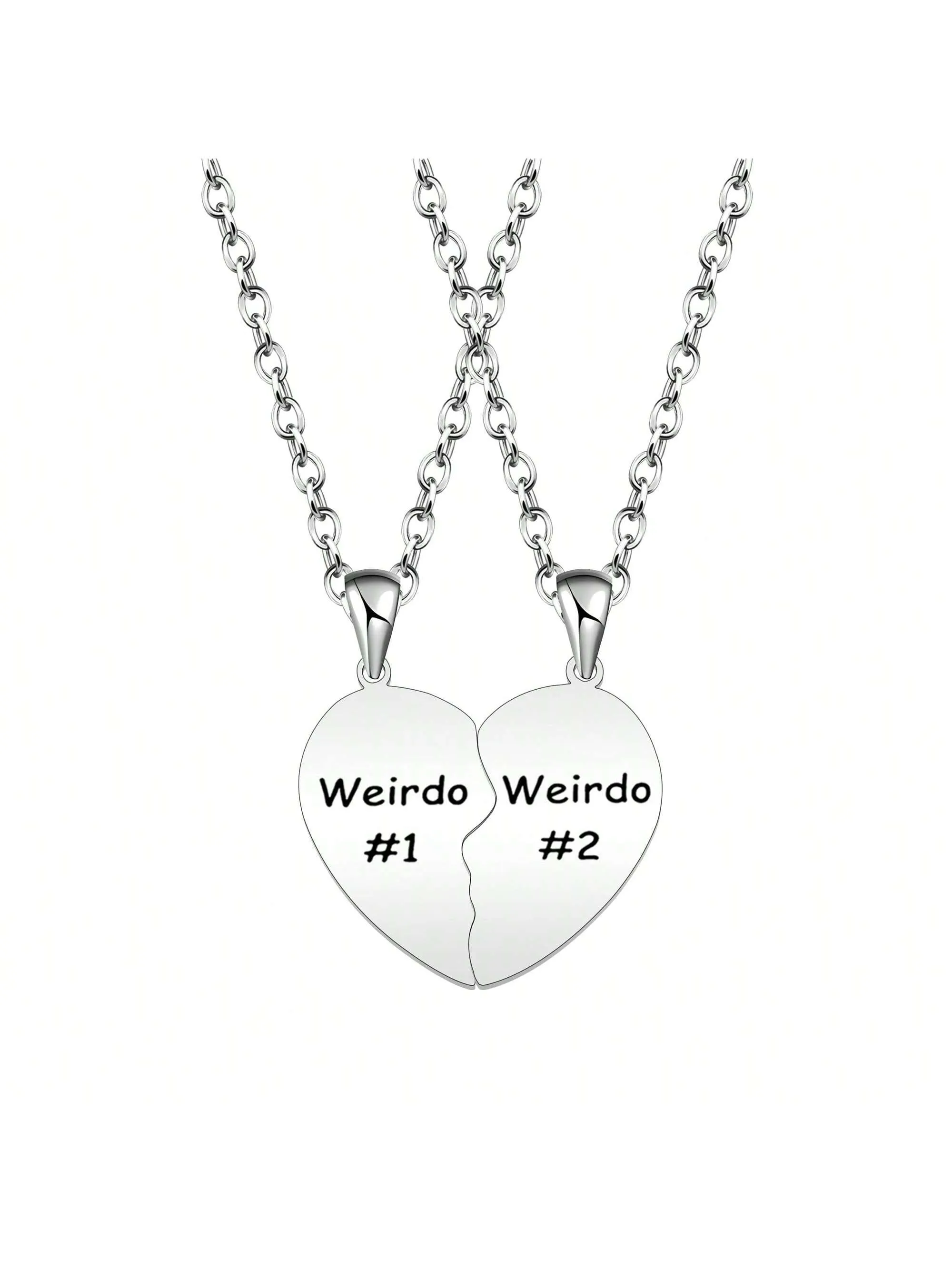 2pcs Best Friends Matching Heart Pendant Necklaces, Friendship Gift For Friends