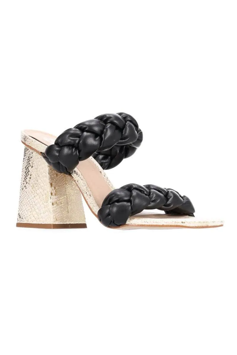 Arya Plaited Heel Black / Snake