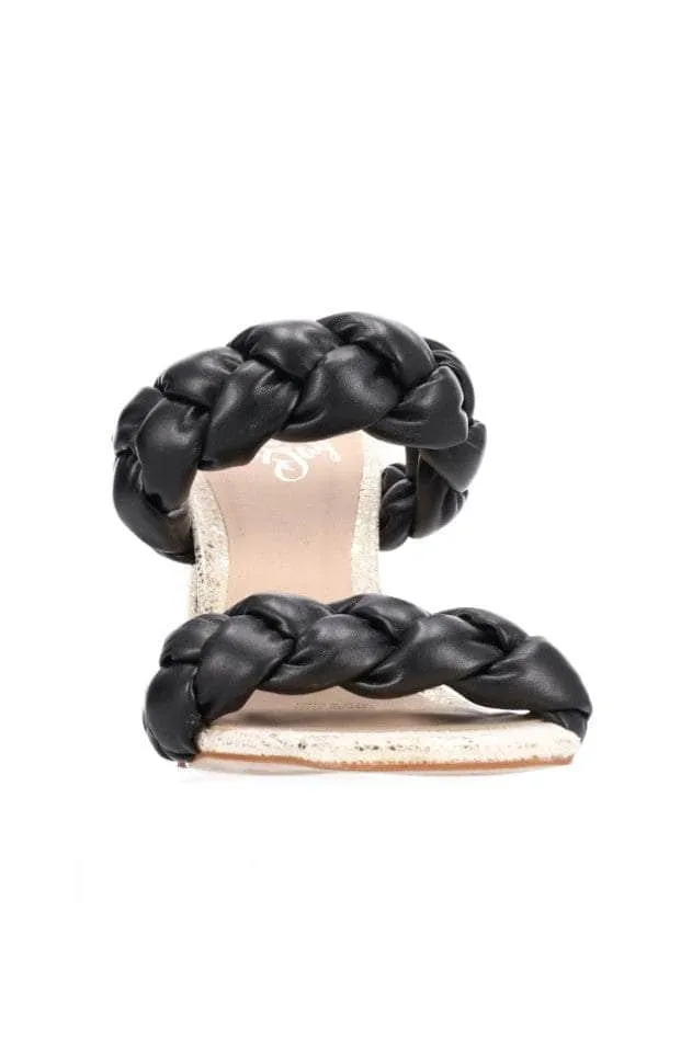 Arya Plaited Heel Black / Snake