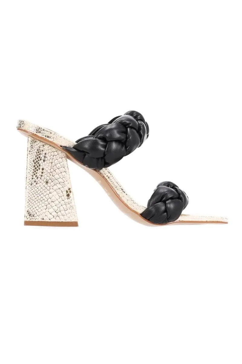Arya Plaited Heel Black / Snake