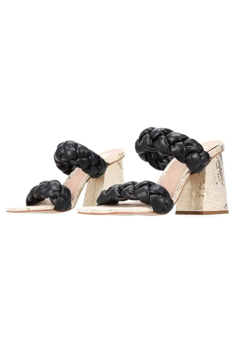 Arya Plaited Heel Black / Snake