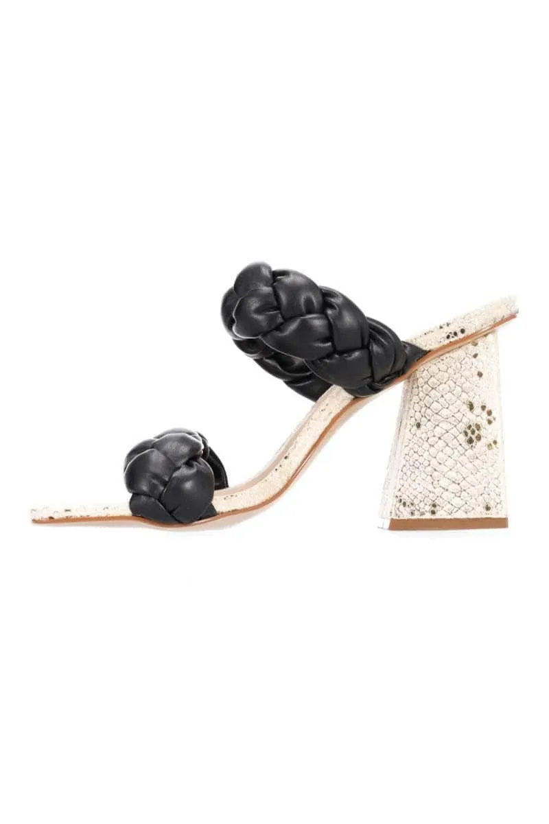Arya Plaited Heel Black / Snake