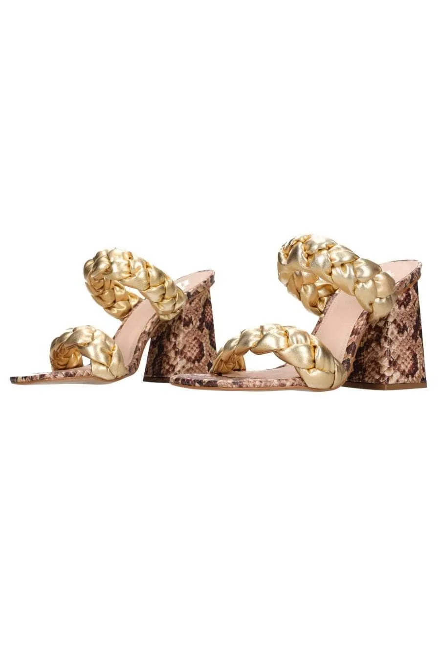 Arya Plaited Heel Golden Tan