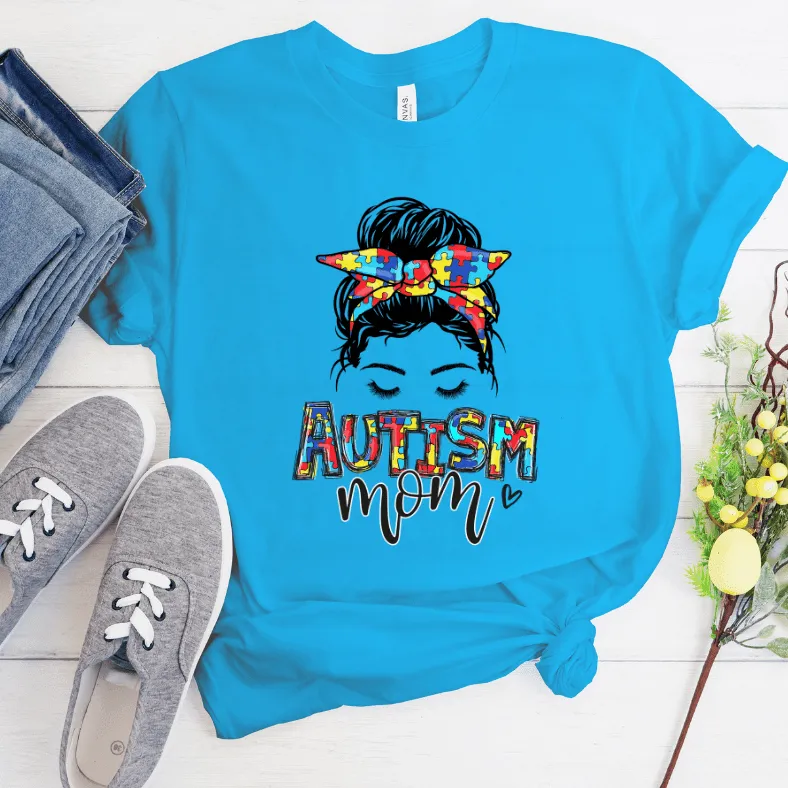 Autism Awareness Puzzle Mom Skull T-shirts by Crafty Casey's