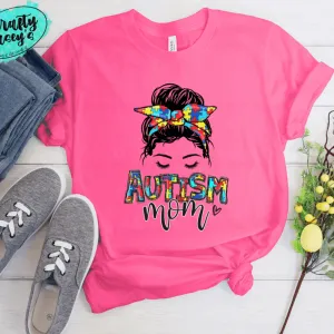 Autism Awareness Puzzle Mom Skull T-shirts by Crafty Casey's