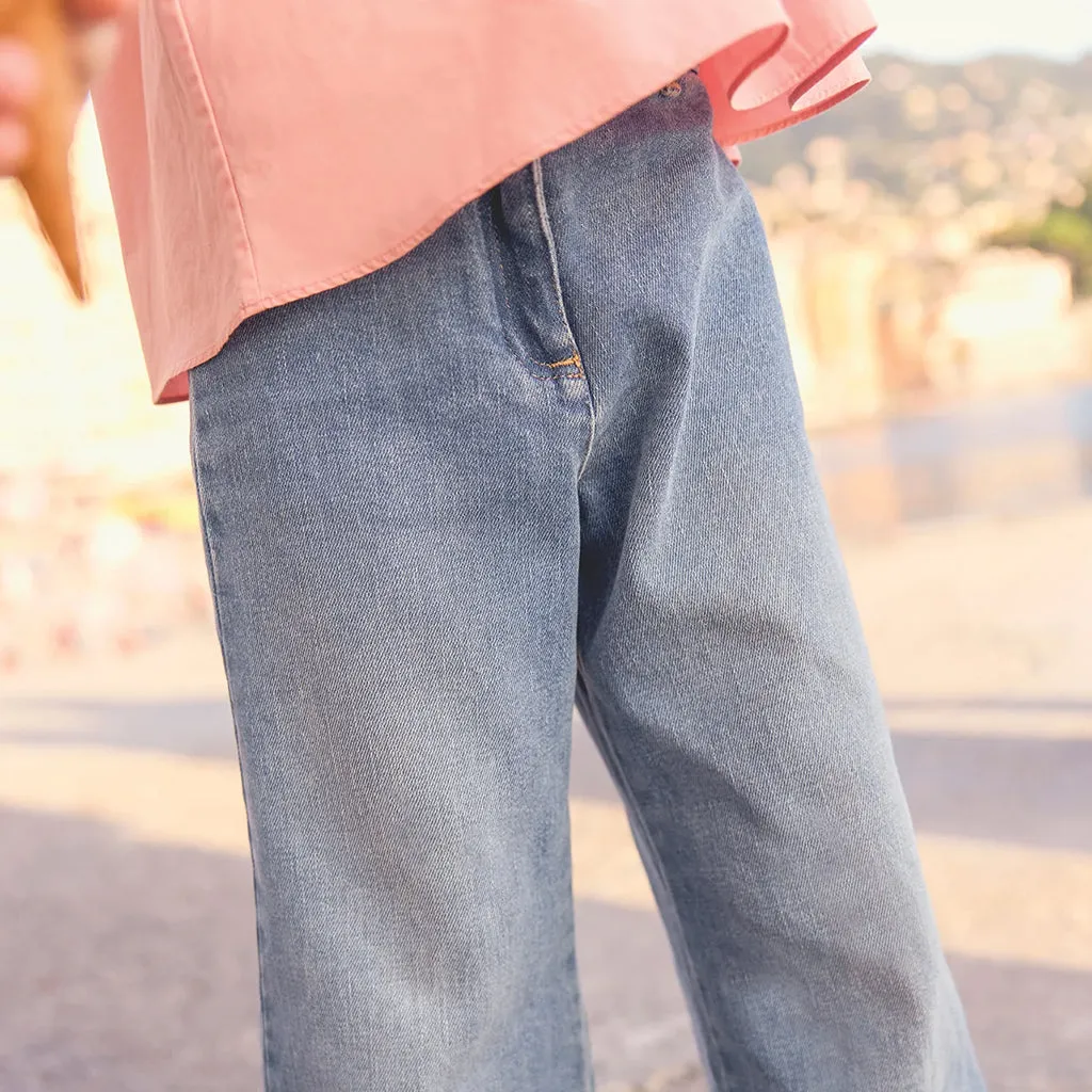 Bonton Child Girl Lasso Pants Denim Blue