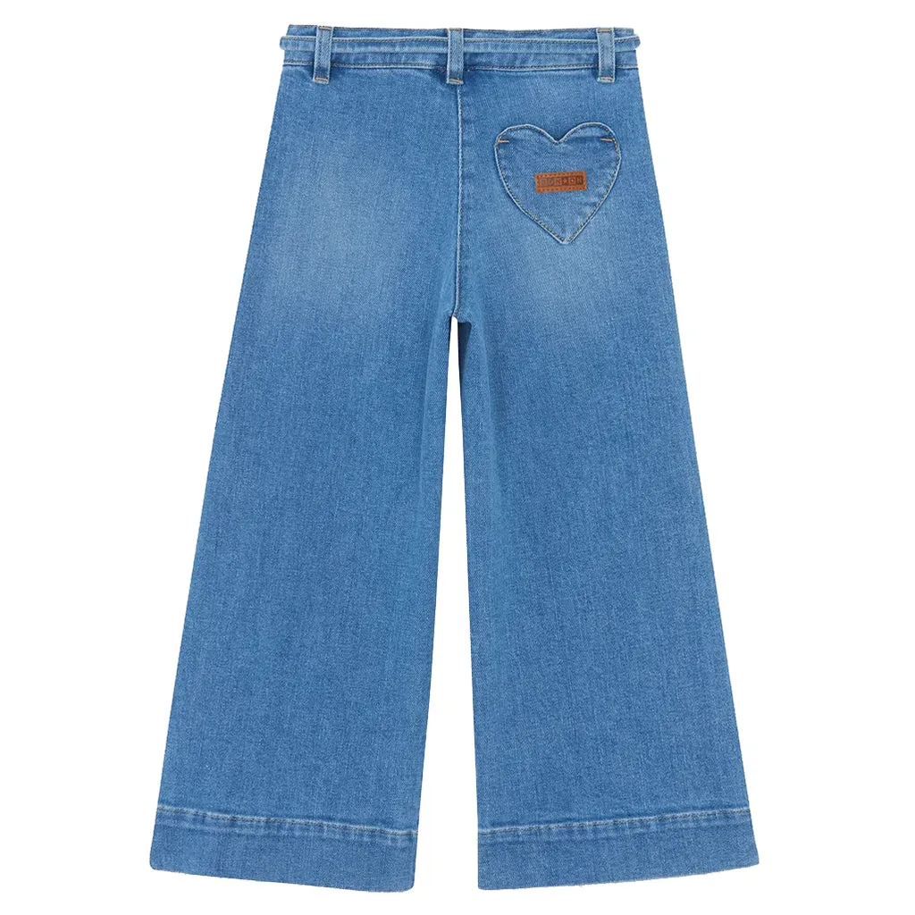 Bonton Child Girl Lasso Pants Denim Blue
