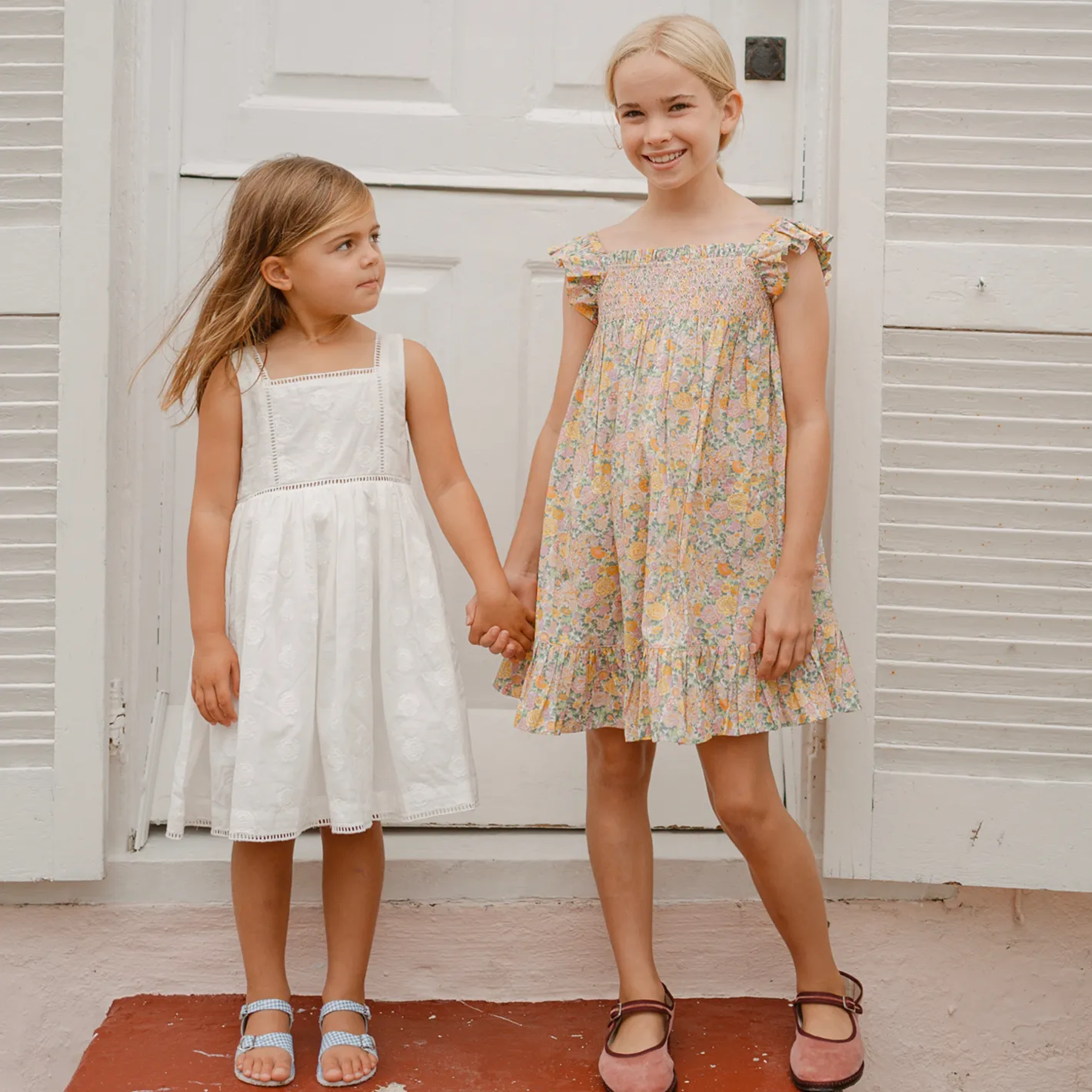 girls white square neck dress
