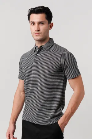 Striped Polo Shirt - Monochrome