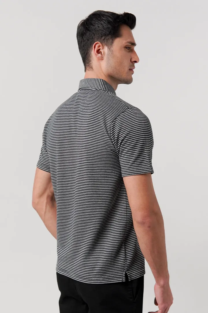 Striped Polo Shirt - Monochrome