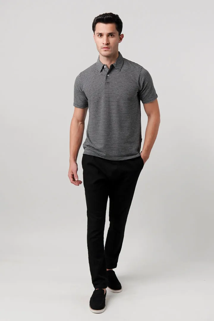 Striped Polo Shirt - Monochrome