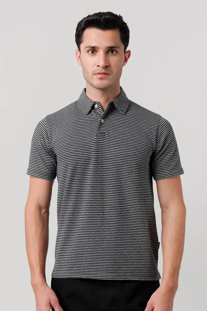 Striped Polo Shirt - Monochrome