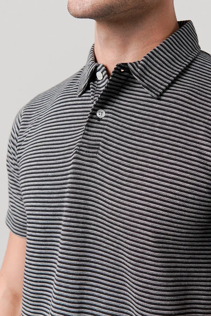 Striped Polo Shirt - Monochrome